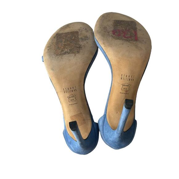 Stuart Weitzman Nudist Suede Sandal Pastel Blue Size 10 - Picture 6 of 7